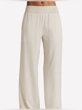 Forever21 Wide Leg Rayon Ivory Smocked Waist Pants S size